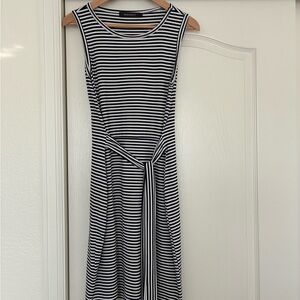 Merokeety Size S Sleeveless Striped T-Shirt Dress with tie waist